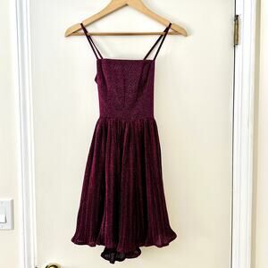 NWT Lulus Magenta Sparkly Lace-Up Pleated Mini Dress Sz XS